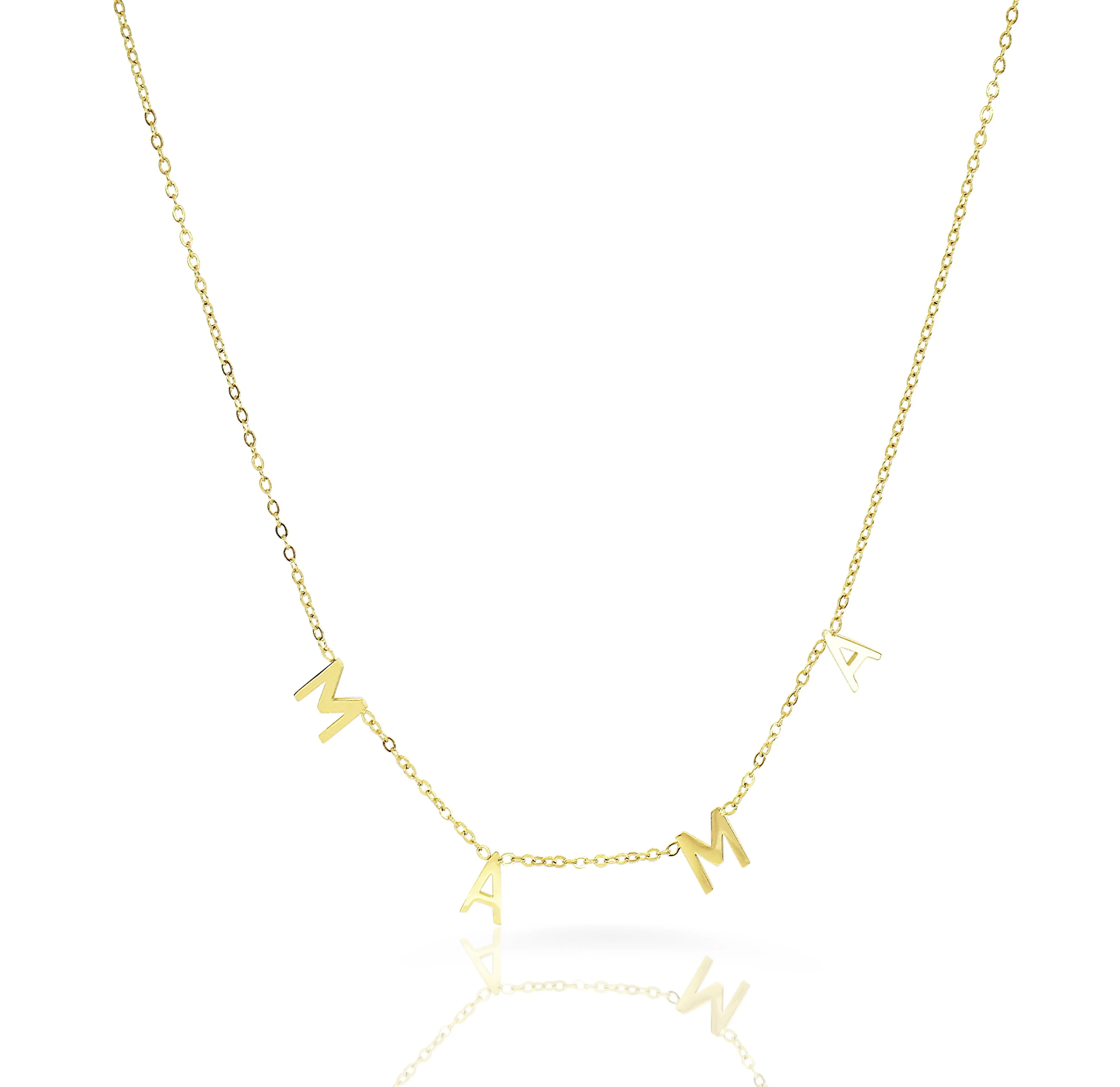 MAMA GOLD DAINTY LETTER NECKLACE