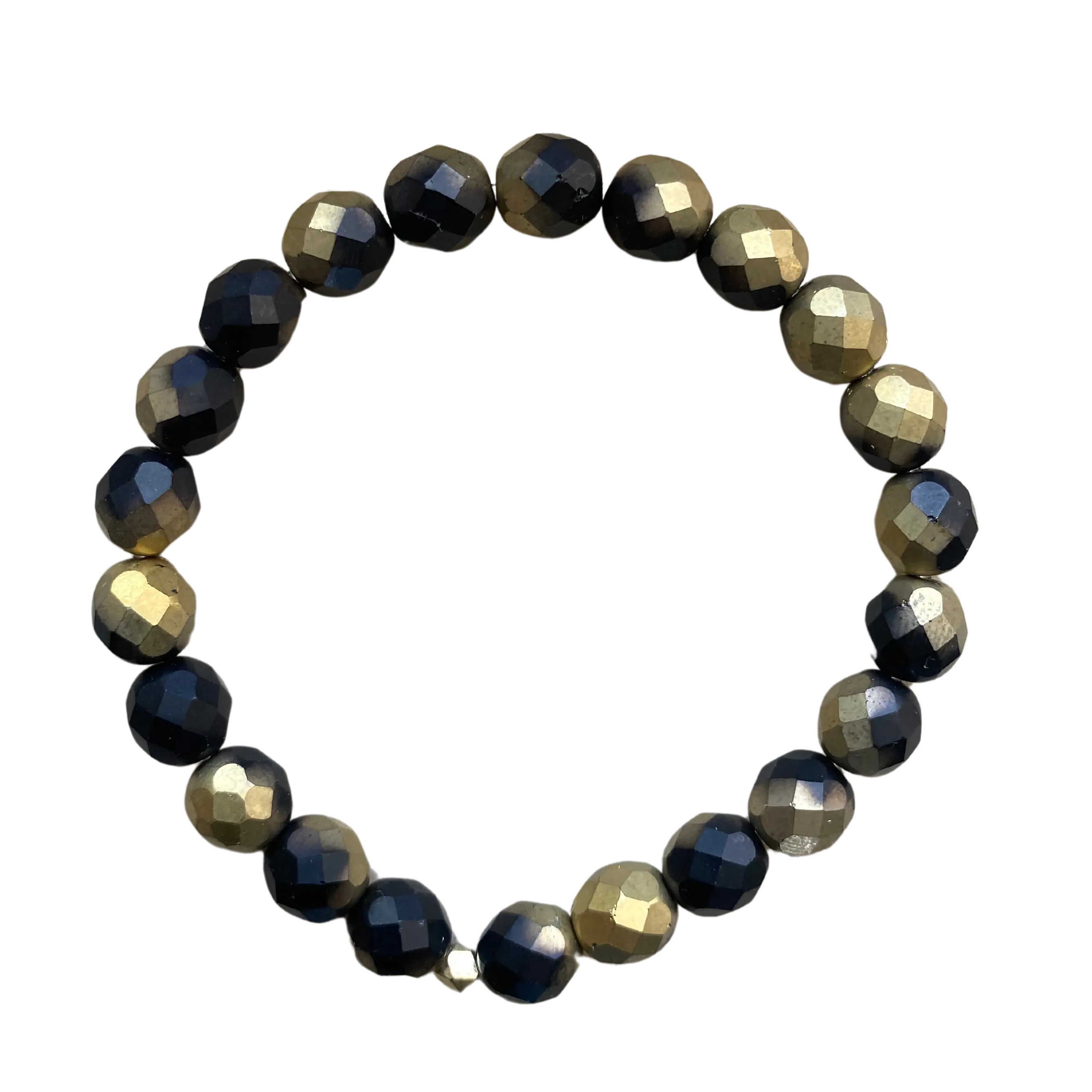 Matte Black and Gold Faceted 8mm Bracelet