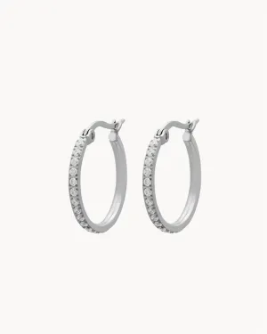 Medium Starlight Hoop Earrings, Silver