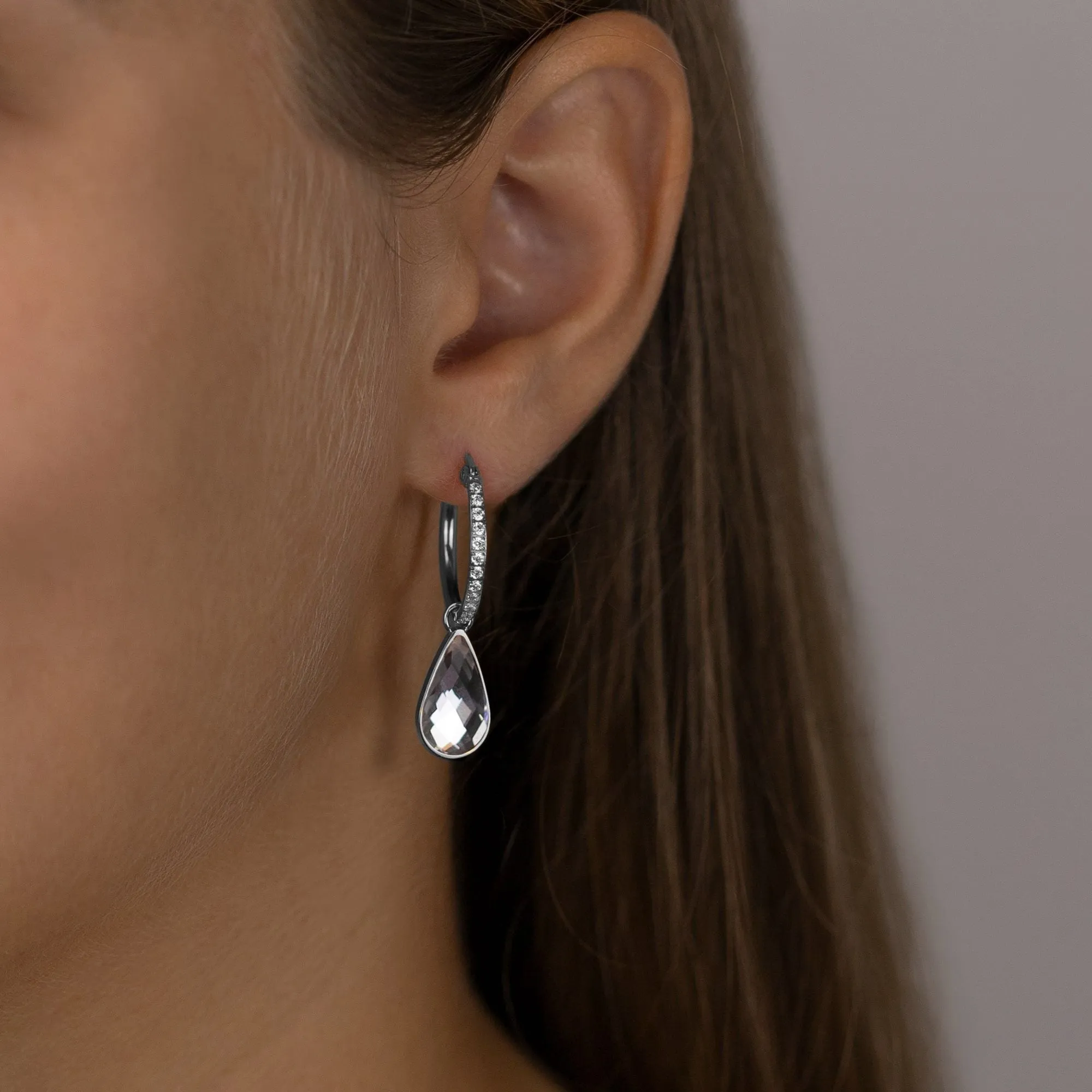 Medium Starlight Hoop Earrings, Silver