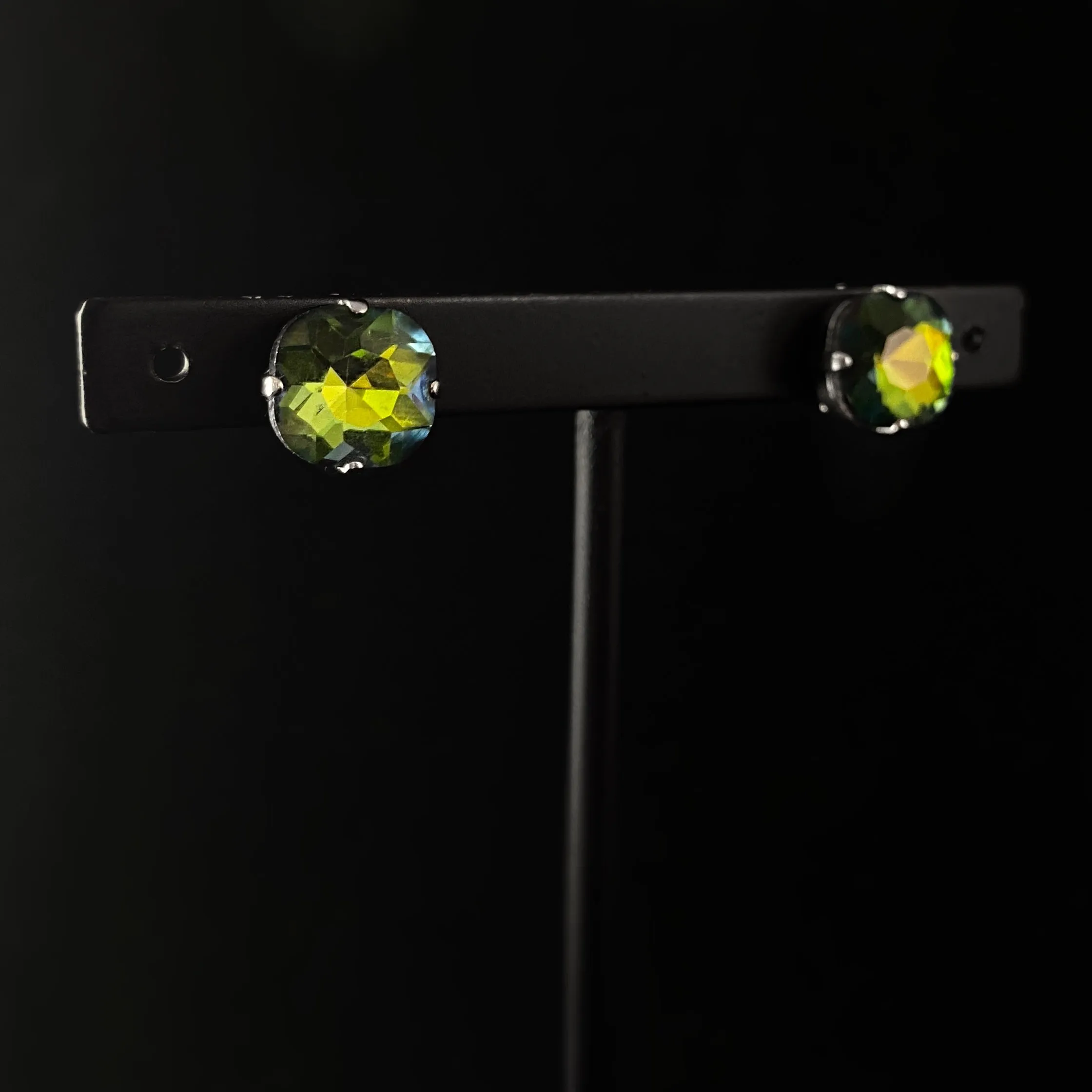 Multicolor Crystal Stud Earrings with Antique Finish and 4-Prong Setting, Vibrant Halcyon - Sorrelli