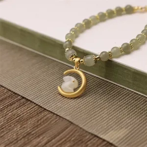 Natural Hotan Jade Moon Rabbit Bracelet for women