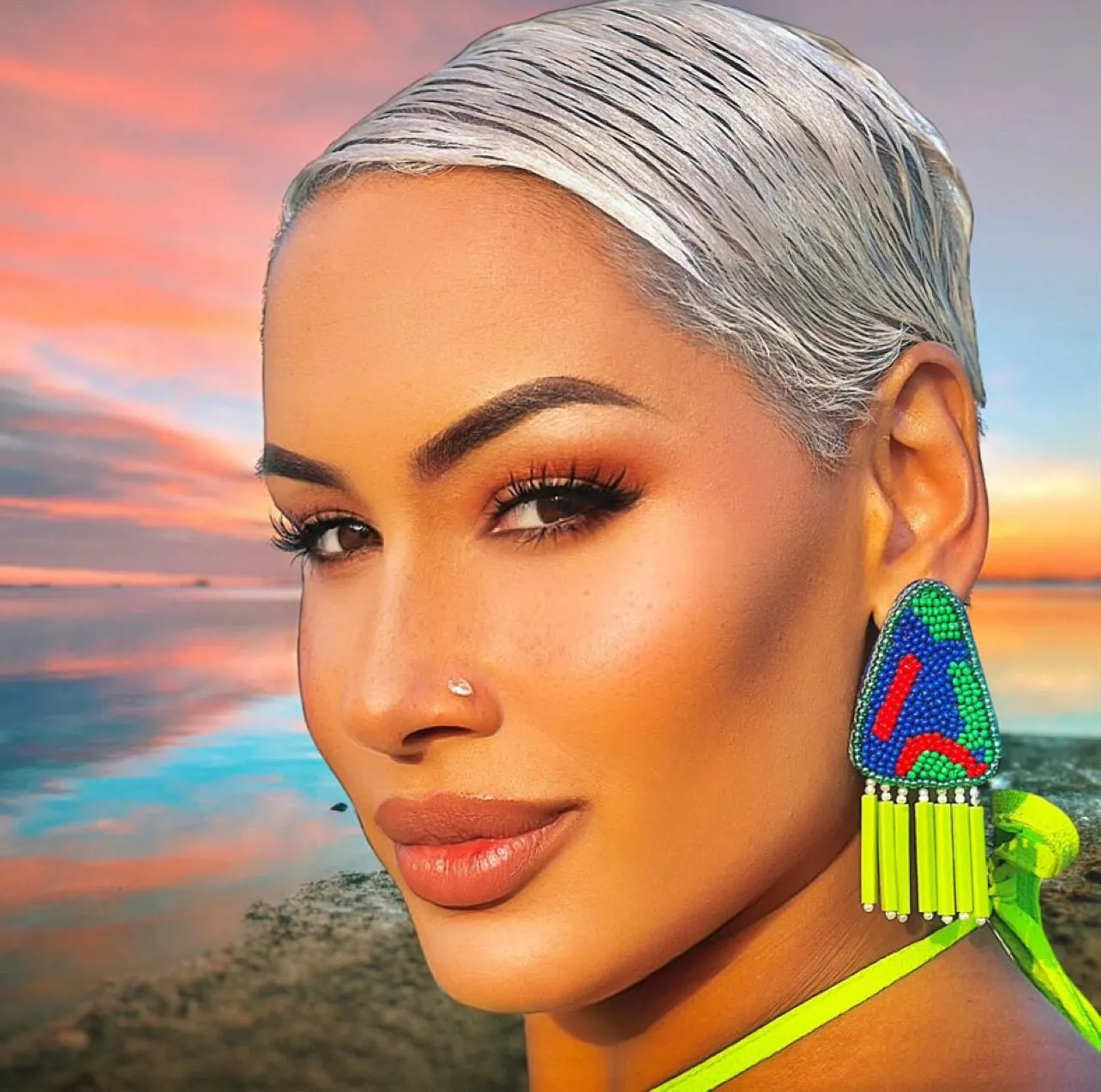 Neon Lit Beaded Earrings