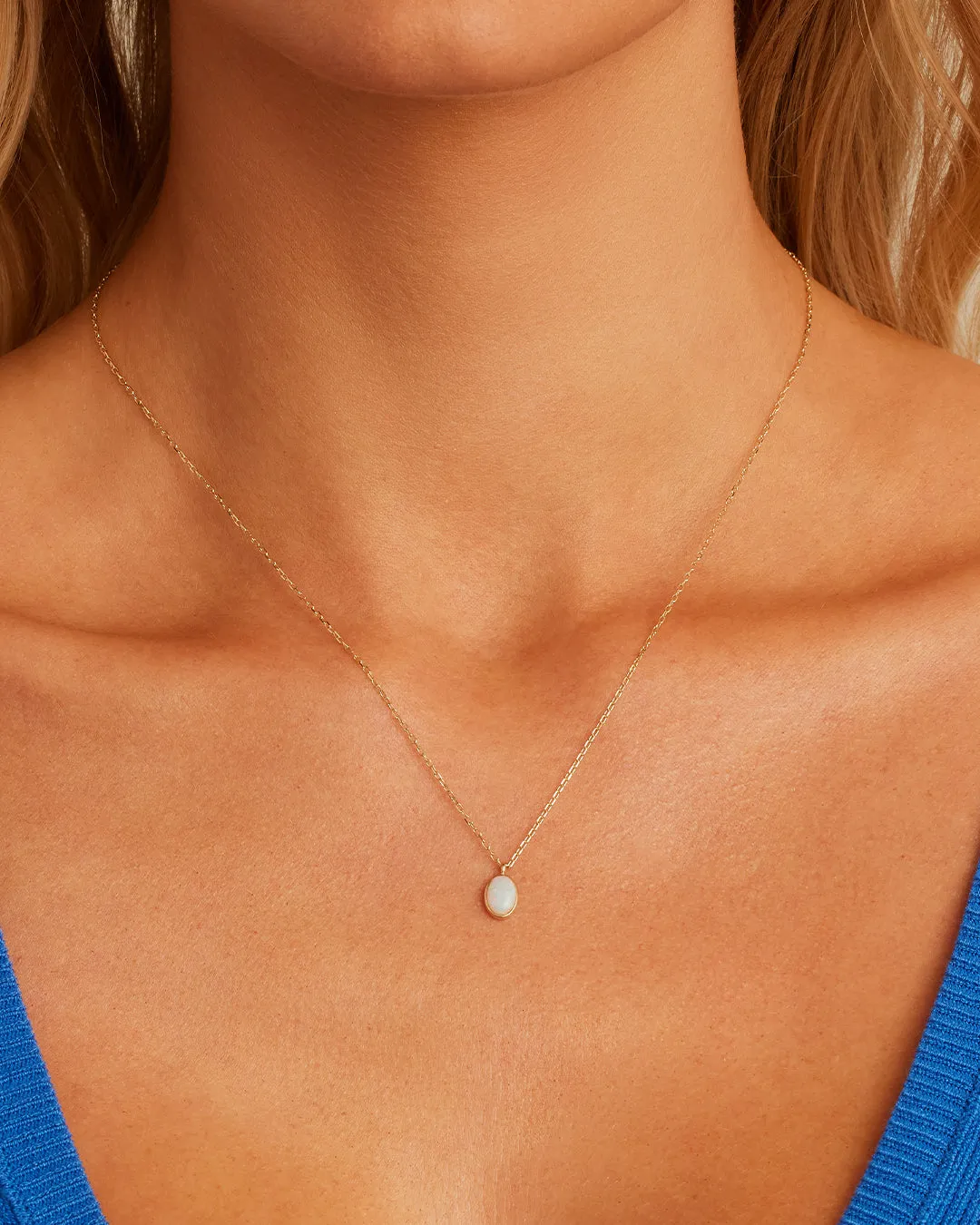 Opal Oval Charm Necklace