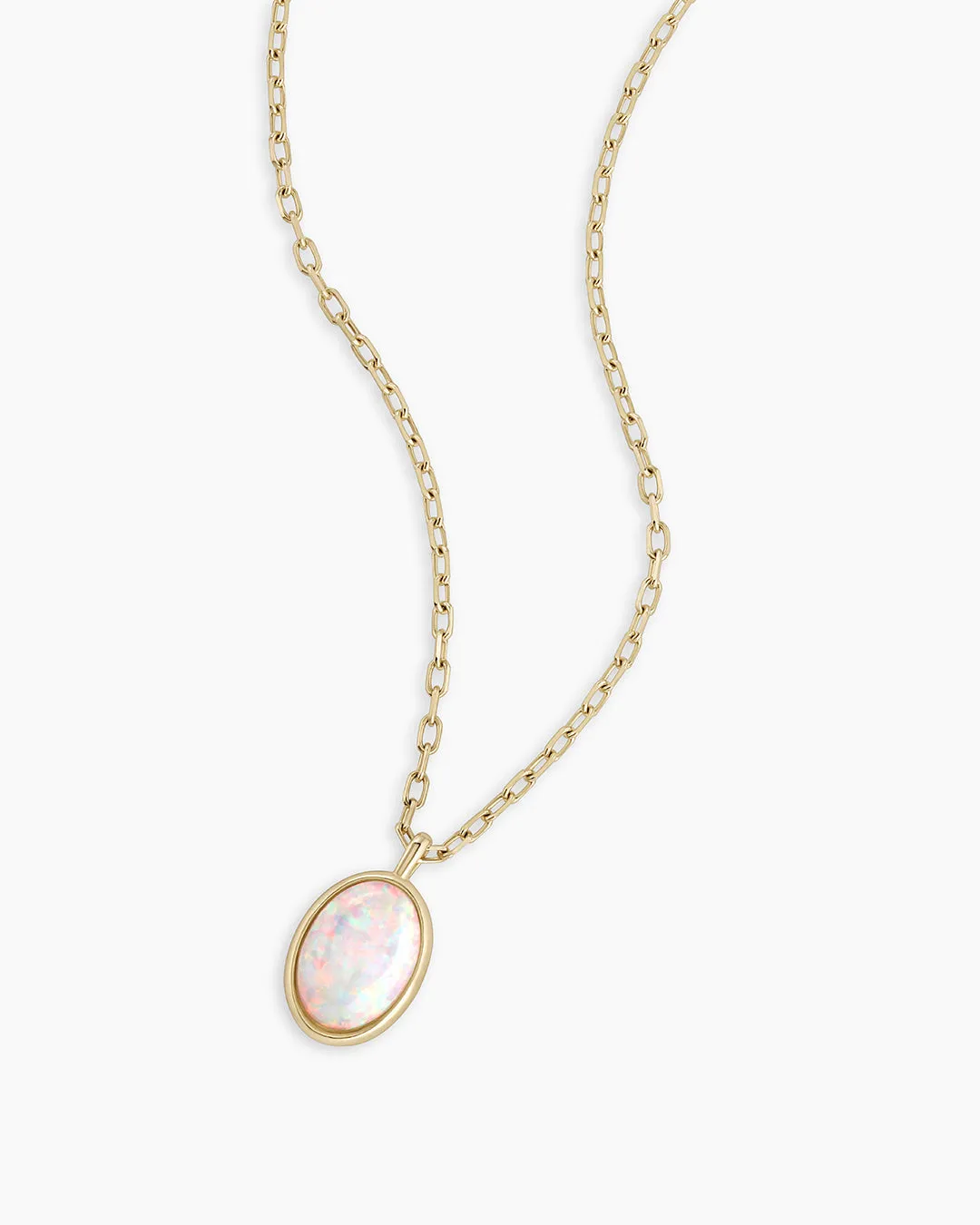 Opal Oval Charm Necklace