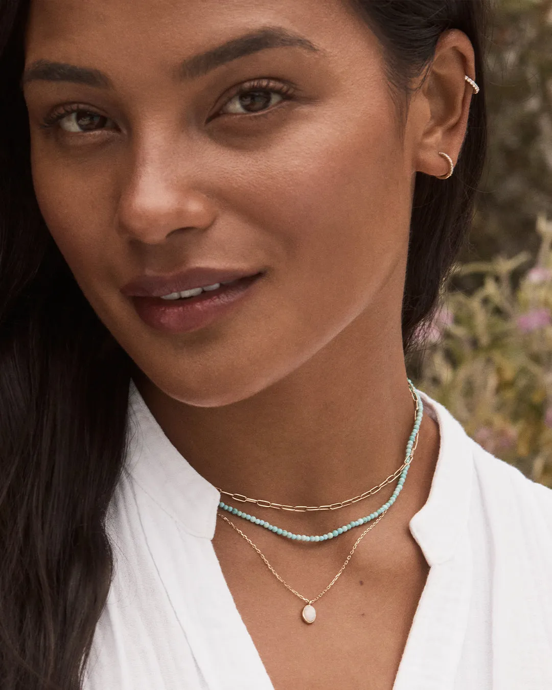 Opal Oval Charm Necklace