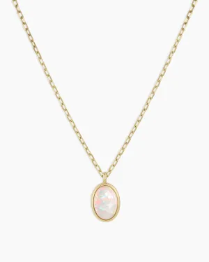 Opal Oval Charm Necklace