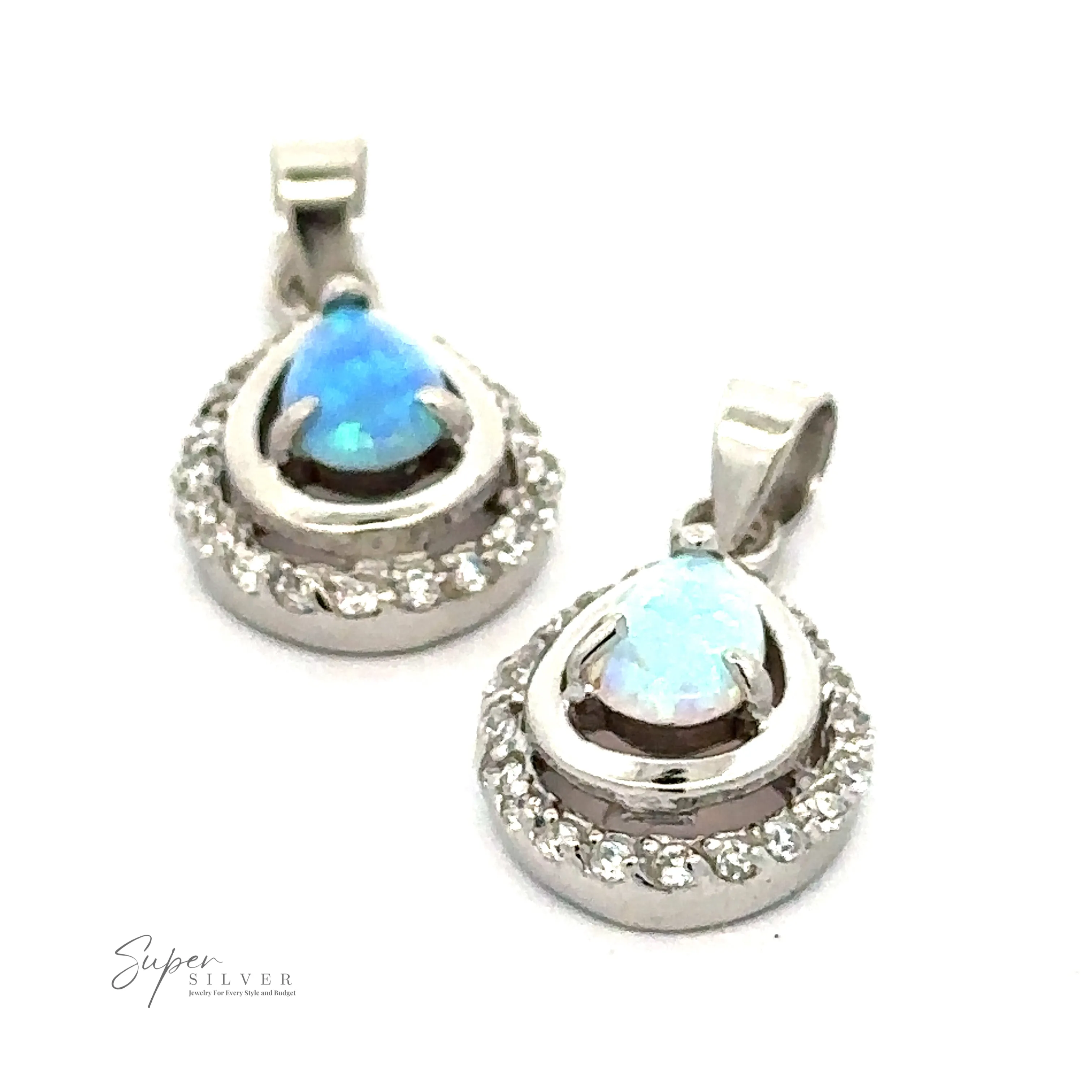 Opal Pendants with Cubic Zirconia