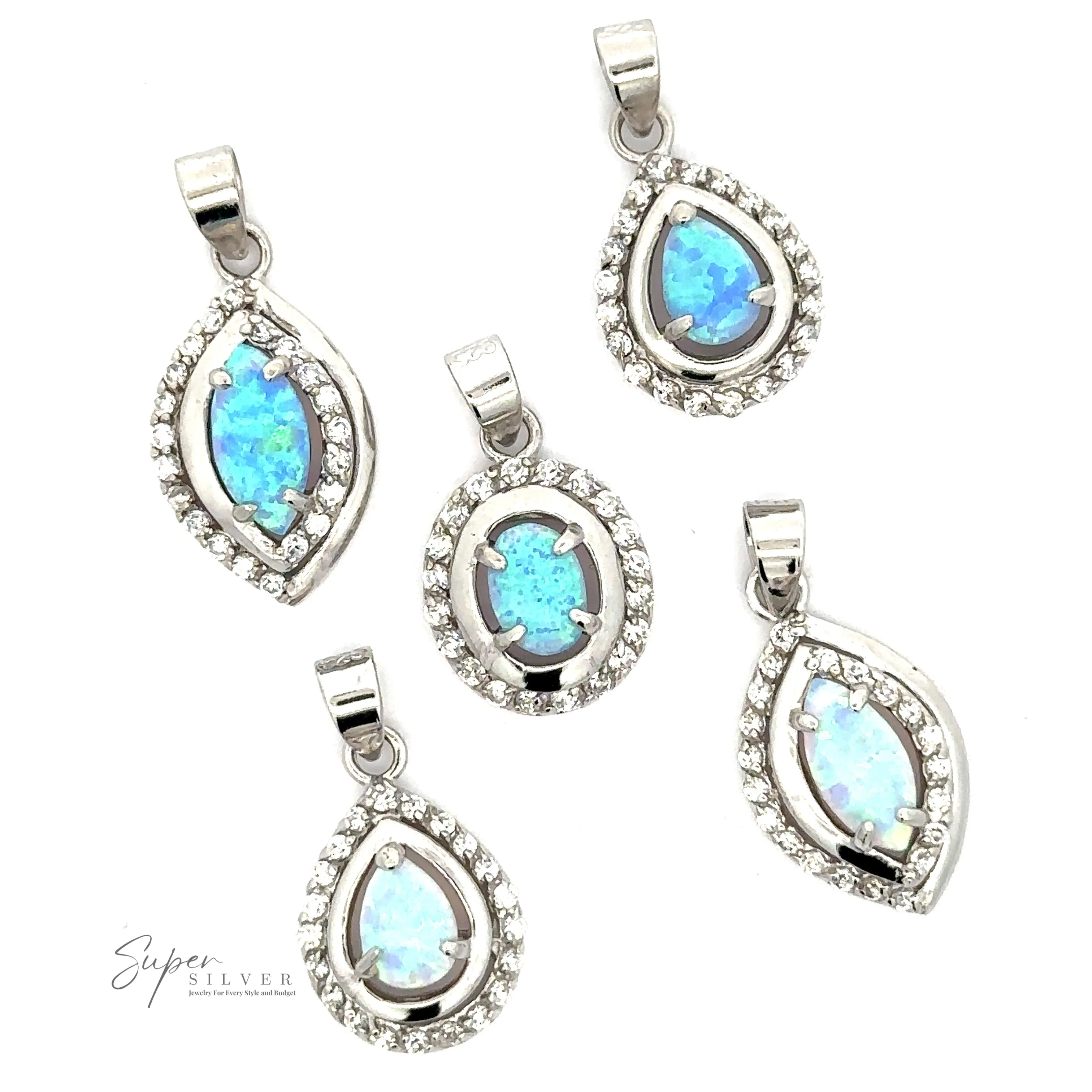 Opal Pendants with Cubic Zirconia