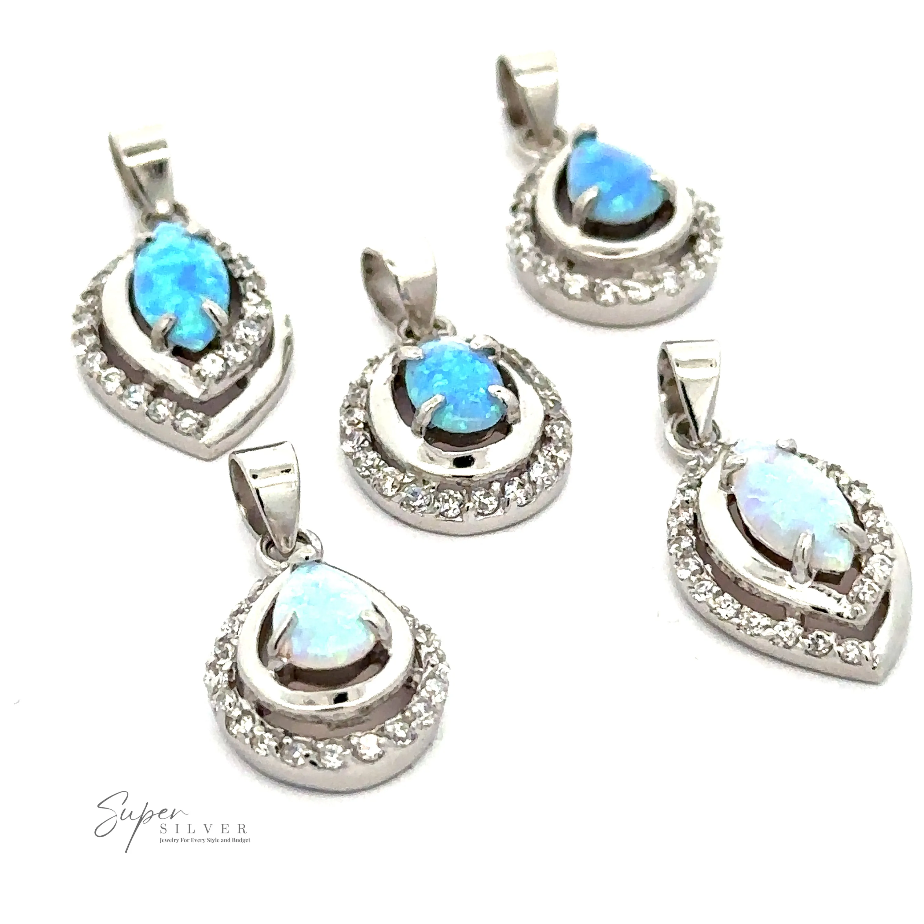 Opal Pendants with Cubic Zirconia