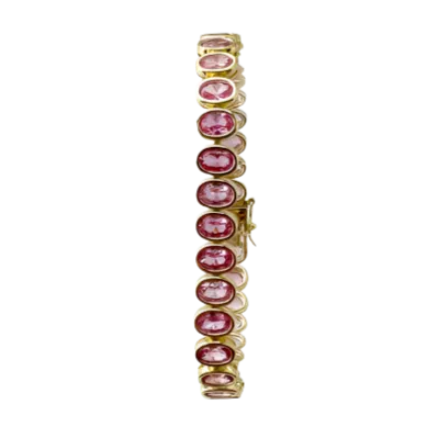 Oval Pink Crystal Tennis Bracelet