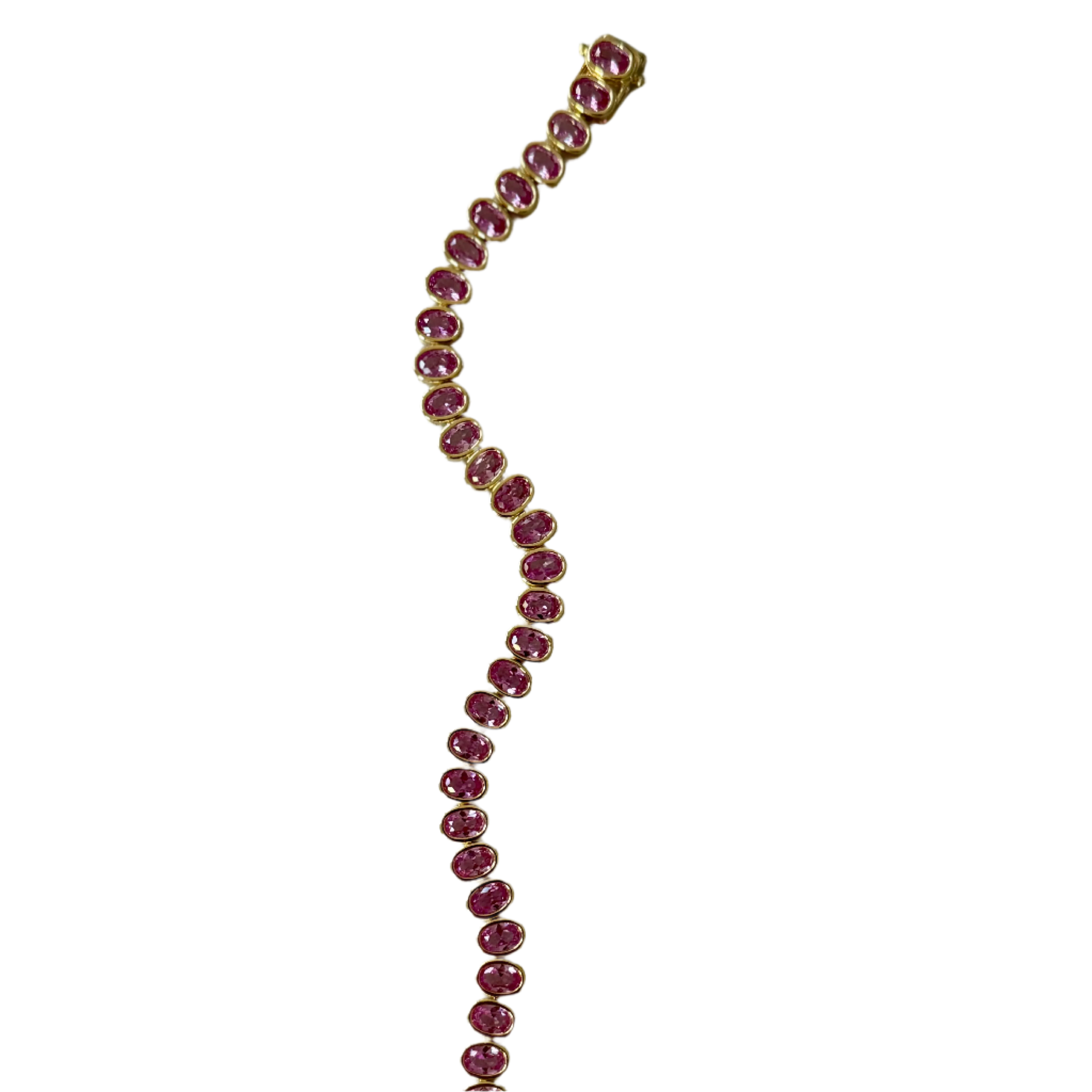 Oval Pink Crystal Tennis Bracelet