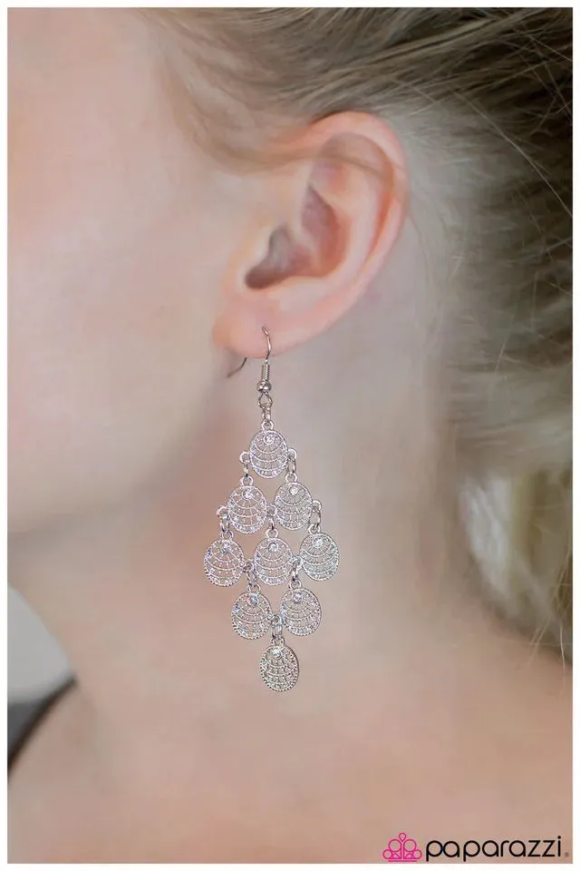 Paparazzi Earring ~ Lucy in the Sky with Diamonds - White
