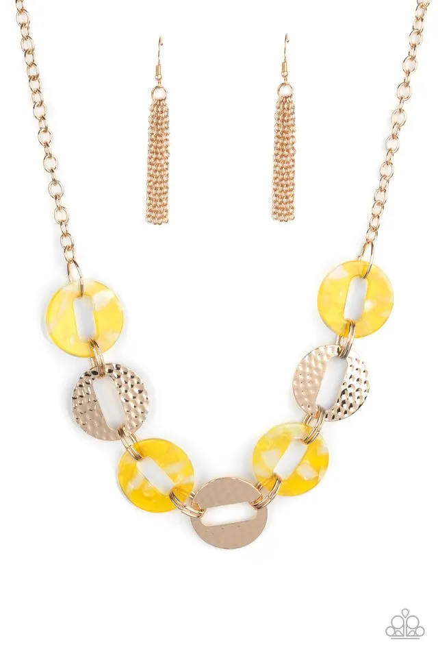 Paparazzi Necklace ~ Retro Retrograde - Yellow