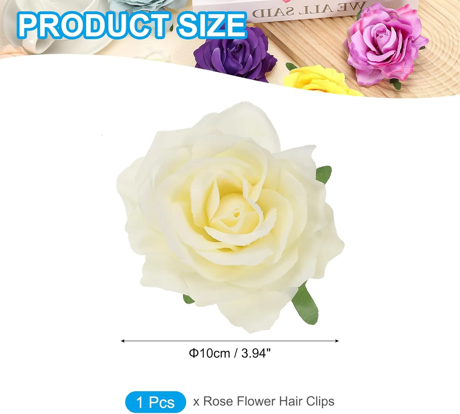 PATIKIL Rose Boho Hair Clips, Fabric Flower Brooch Pins for Women Wedding Party Dance Dress Clothes Accessories Valentine's Day Gifts