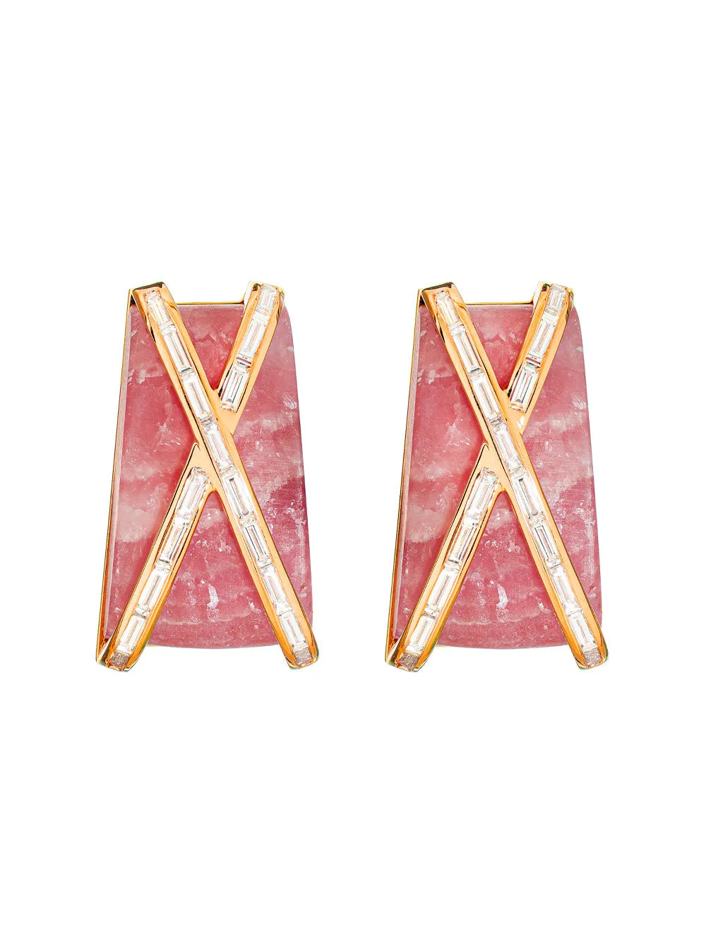 Pink Rhodochrosite Diamond Earrings