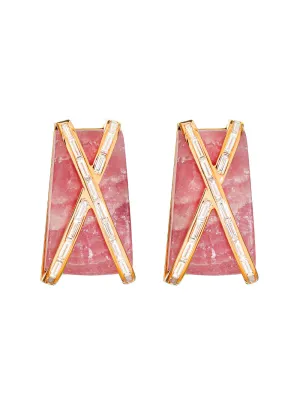 Pink Rhodochrosite Diamond Earrings
