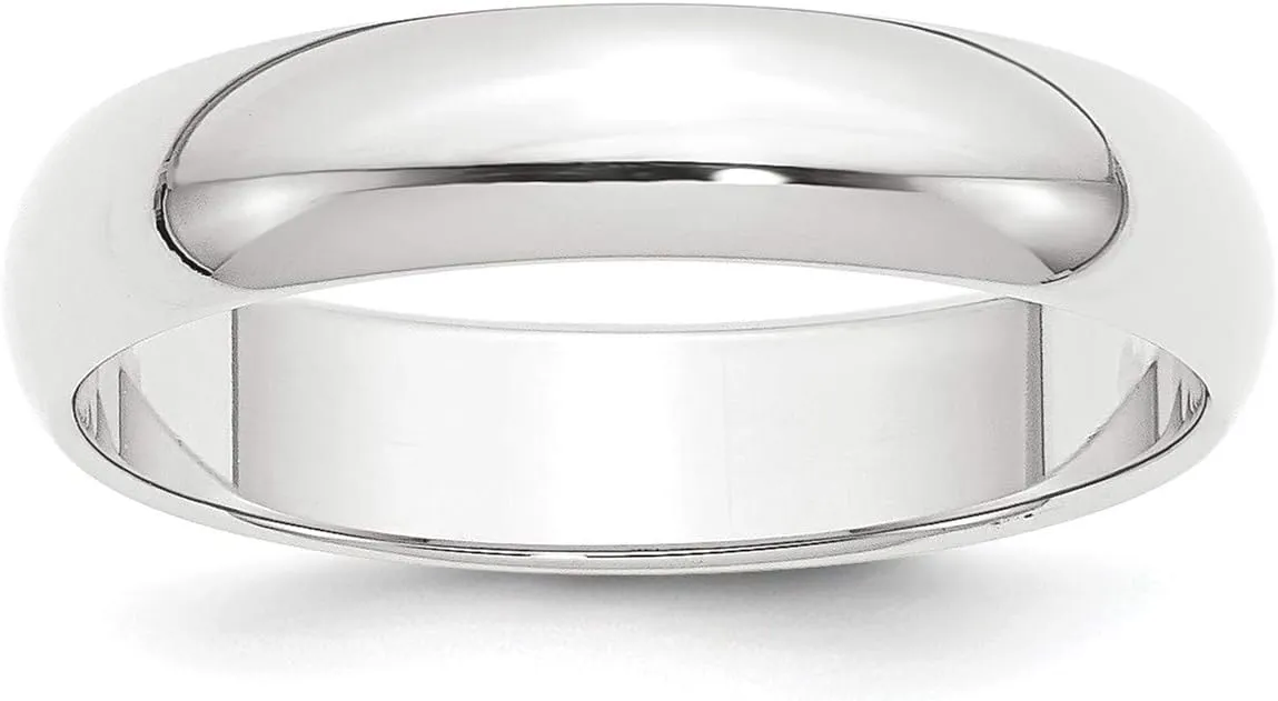 Platinum 5mm Half-Round Wedding Band, Size: 5, Platinum