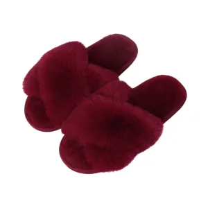Plush Cross Band Slippers