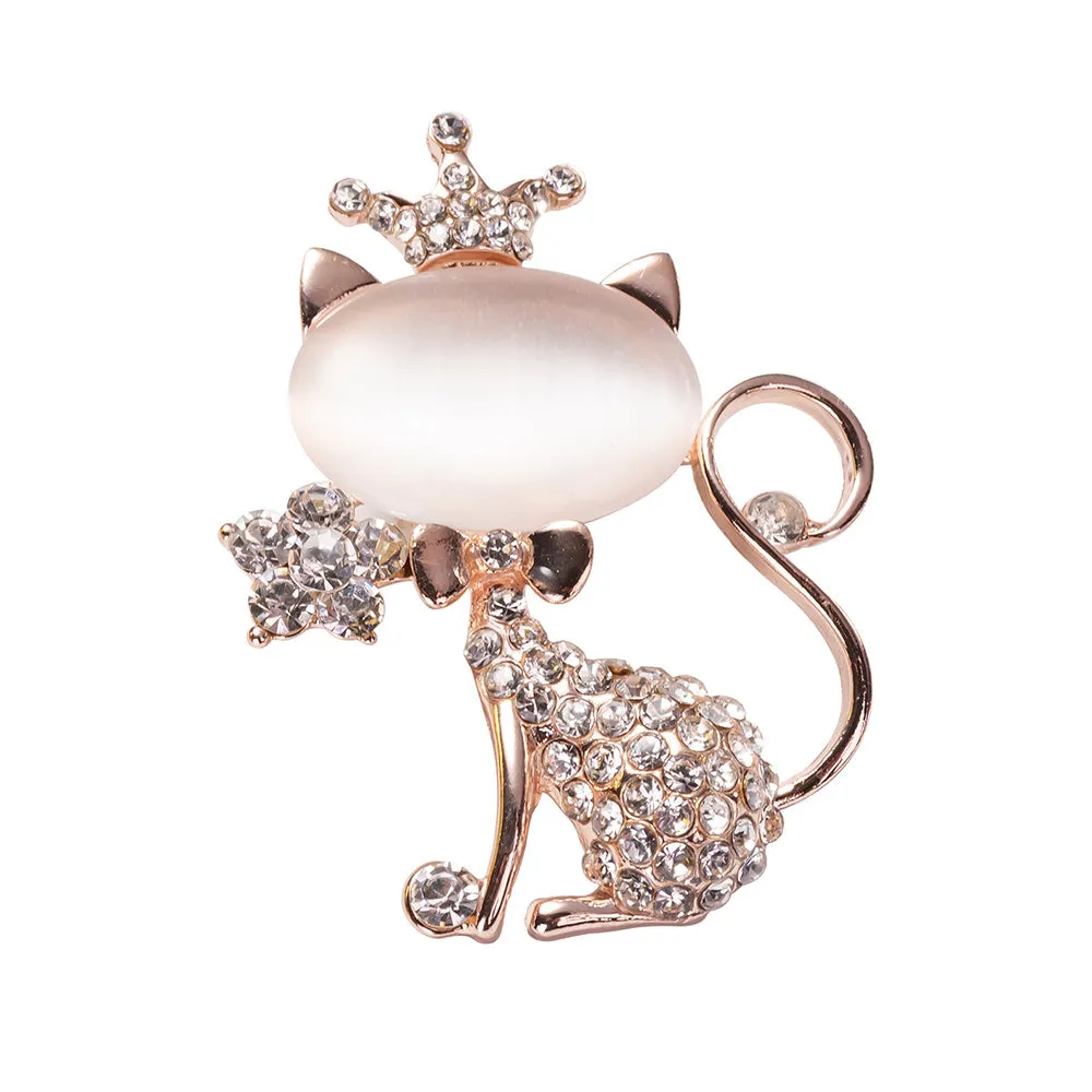 Queen Cat Brooch Pin Jewelry and Pendant Necklace
