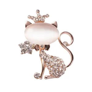 Queen Cat Brooch Pin Jewelry and Pendant Necklace