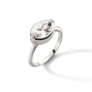 "POINTS NORTH" DEEP-SET OVAL ROCK CRYSTAL RING