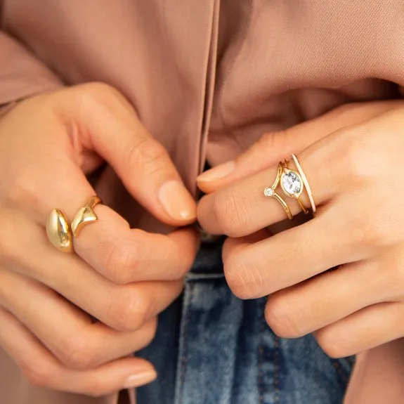 "POINTS NORTH" ROCK CRYSTAL RING WITH DIAMONDS