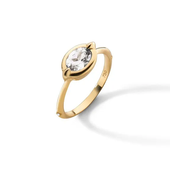 "POINTS NORTH" ROCK CRYSTAL RING WITH DIAMONDS