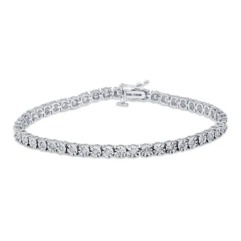 Radiant Glamour: 10K White Gold 0.97-1.12CT D-Bracelet