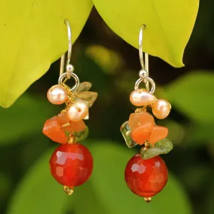 Radiant Love Pearl & Gemstone Cluster Earrings