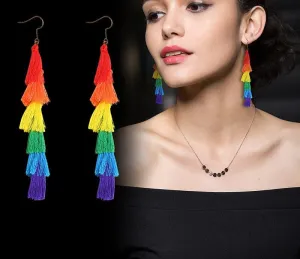 Rainbow Long Tassel Earrings