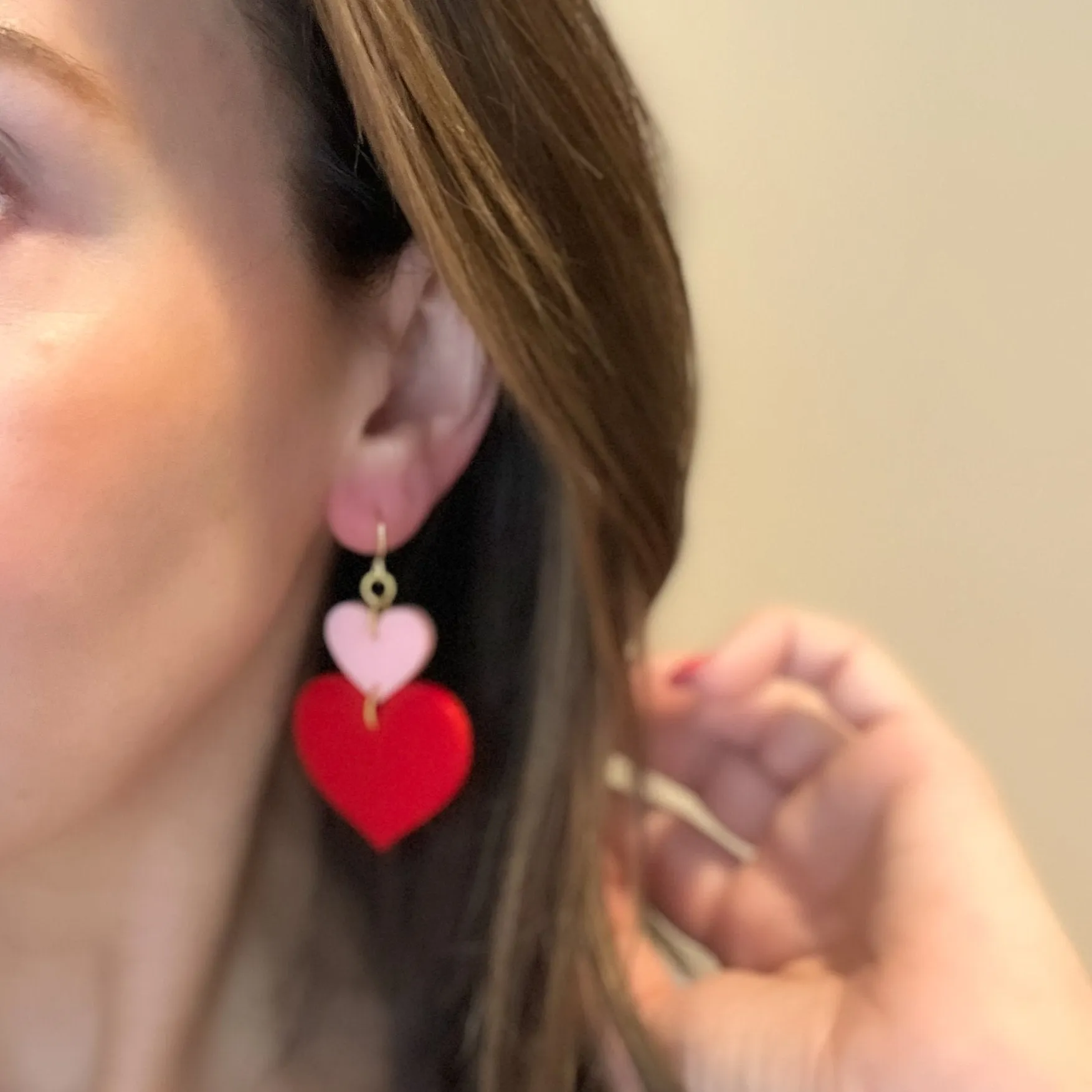 Red and Pink Heart Earrings