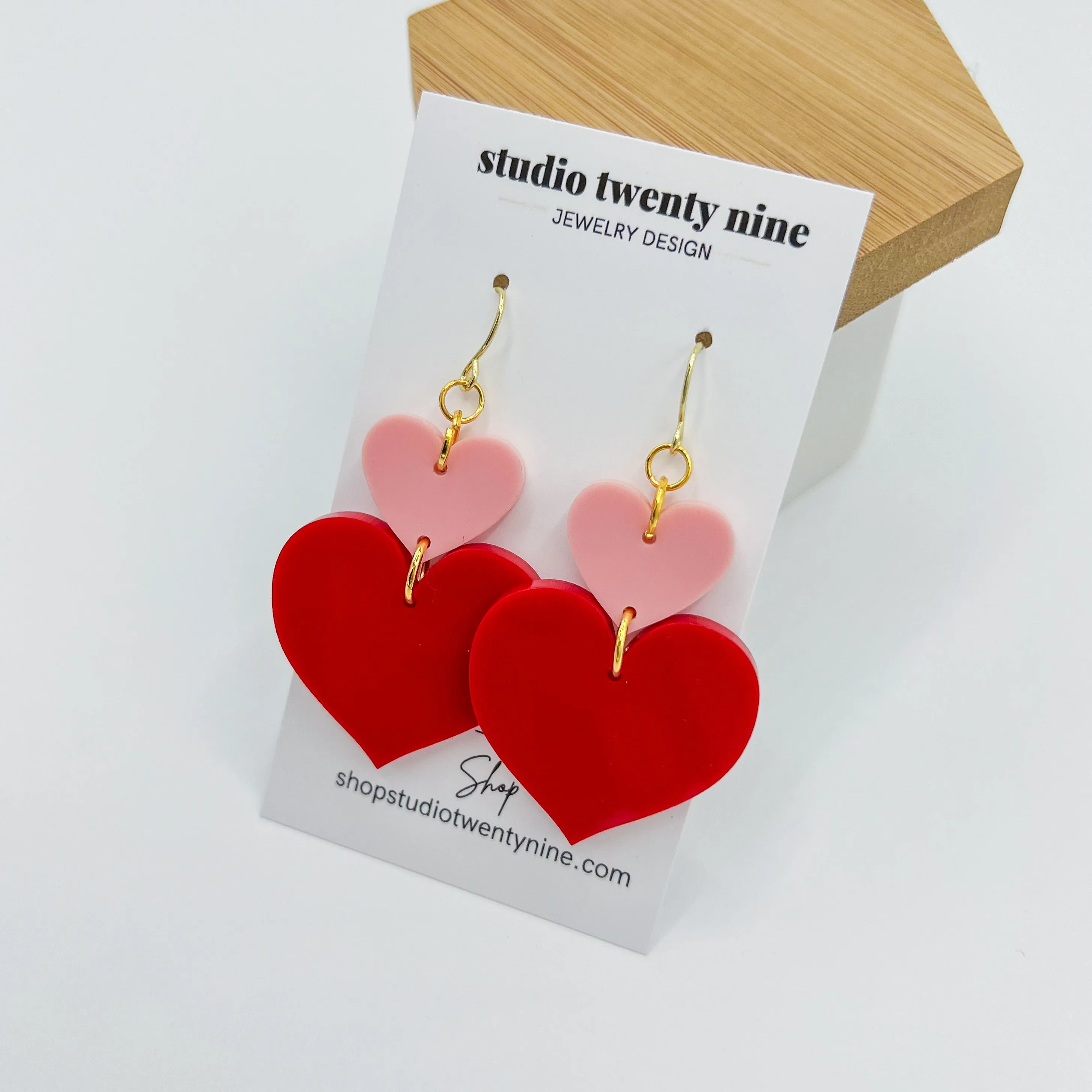 Red and Pink Heart Earrings