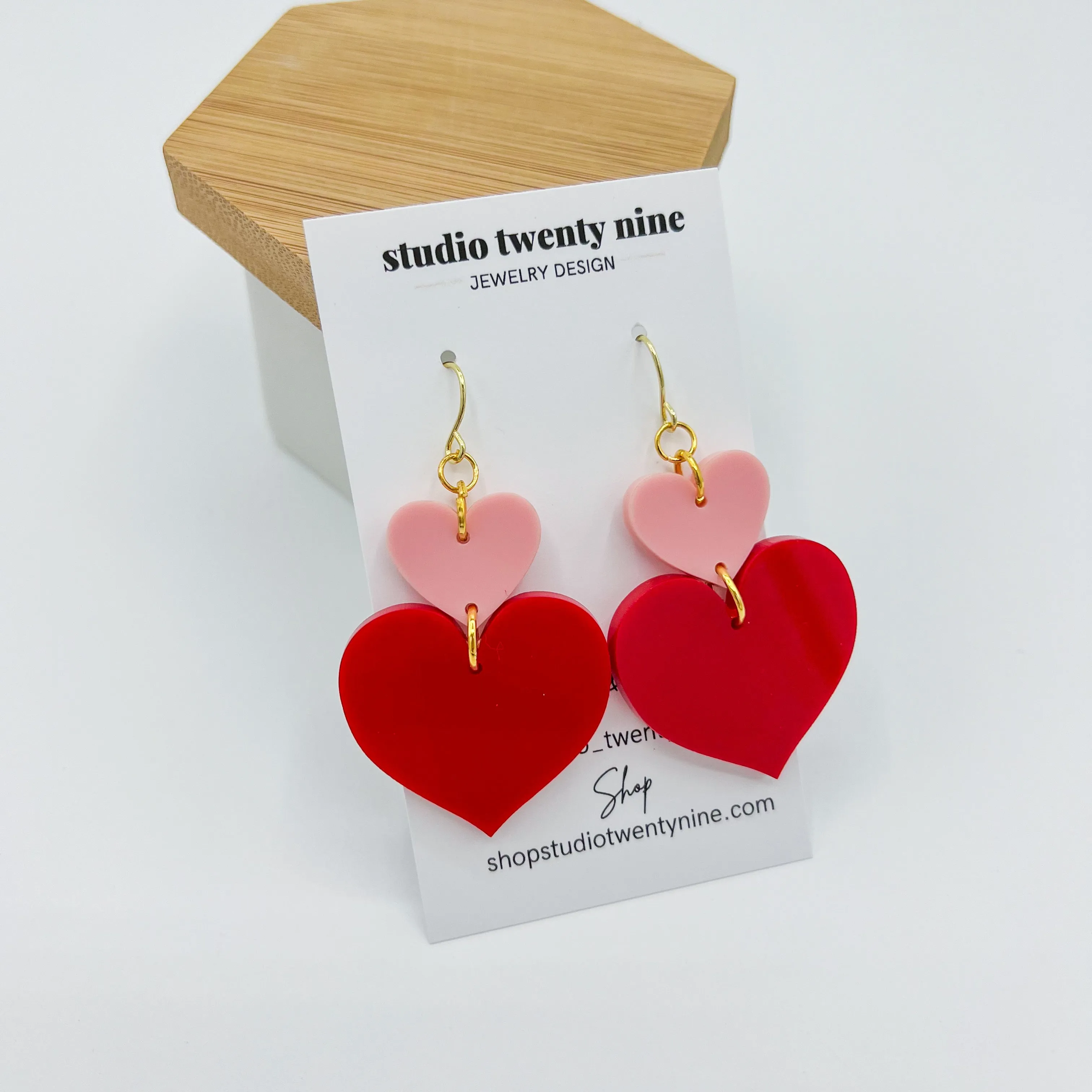 Red and Pink Heart Earrings