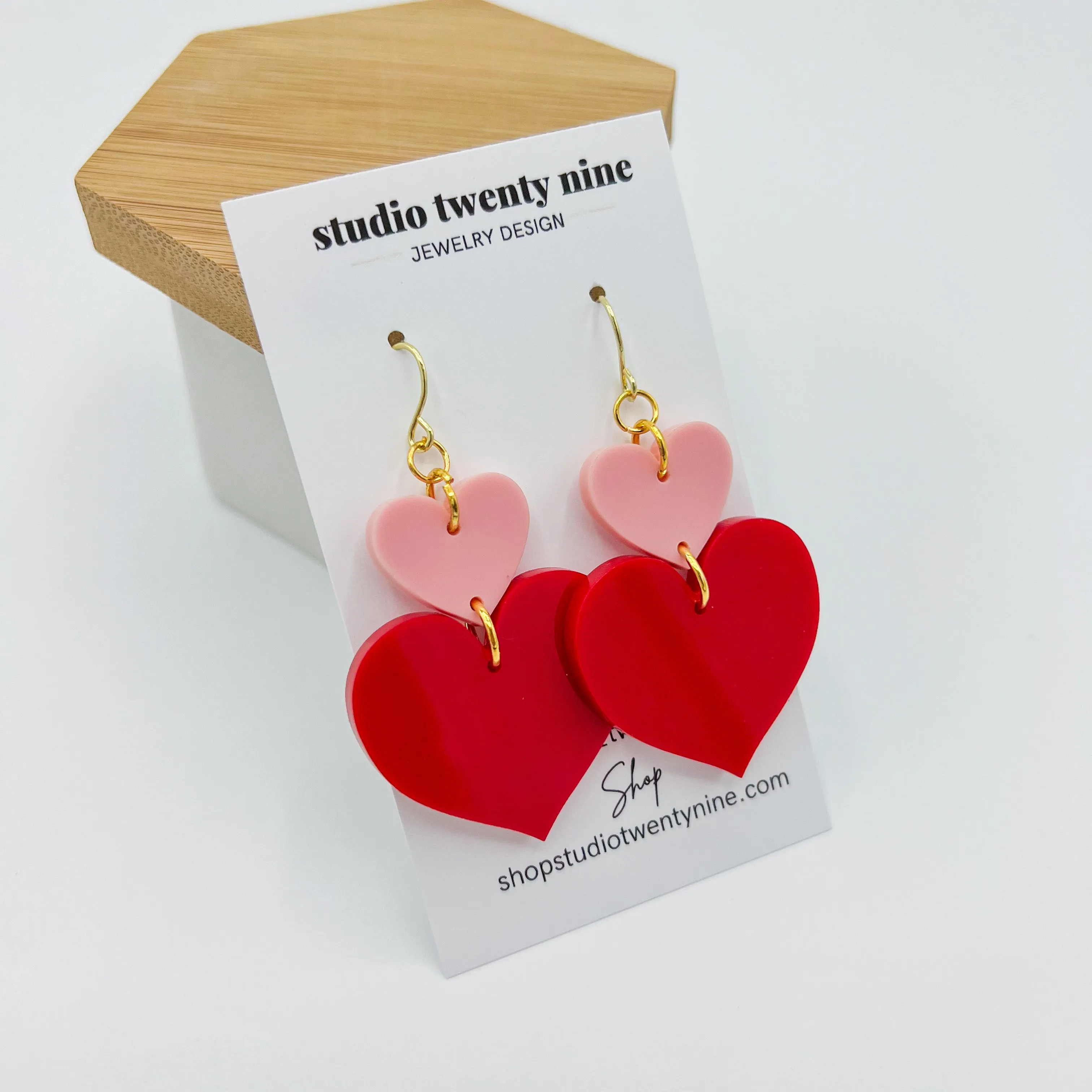 Red and Pink Heart Earrings