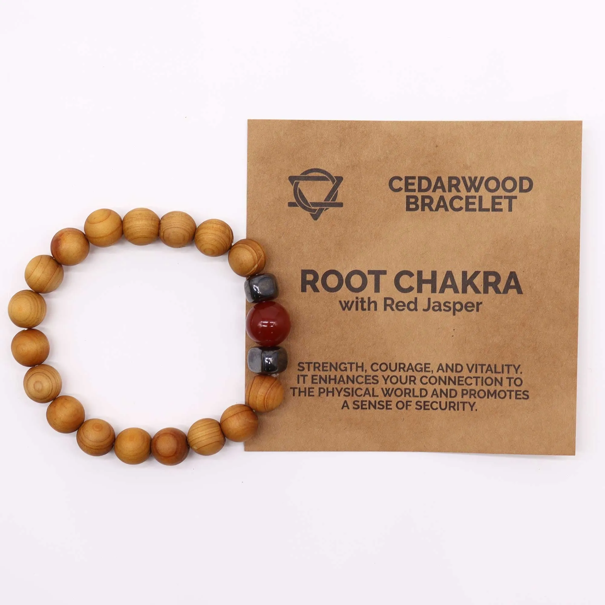 Red Jasper Gemstone Cedarwood Bracelet - Root Chakra