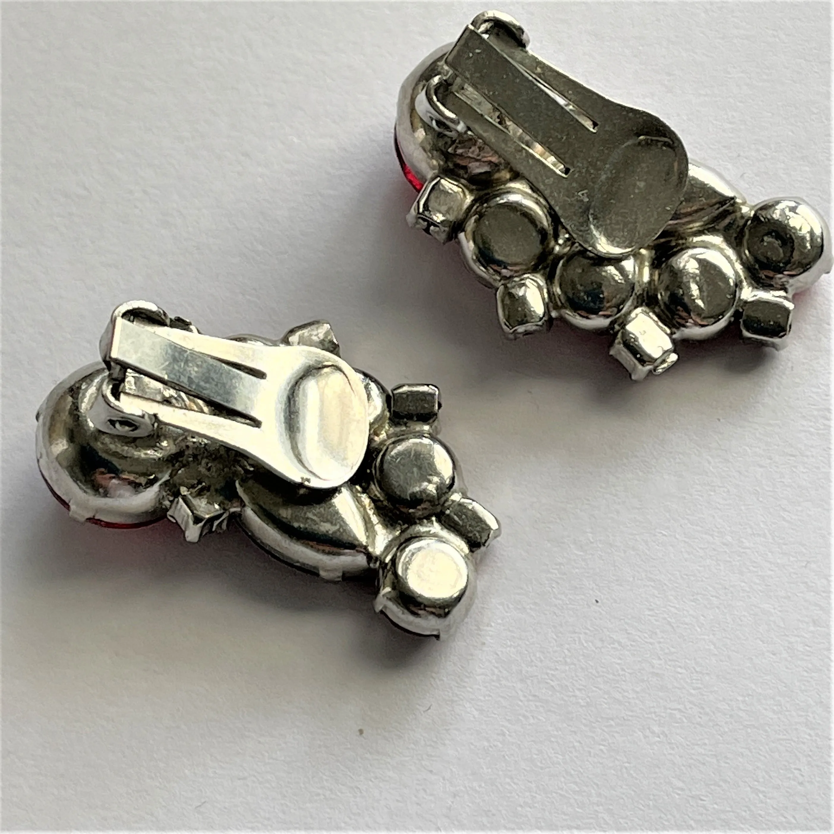 Red Rhinestone Vintage Earrings