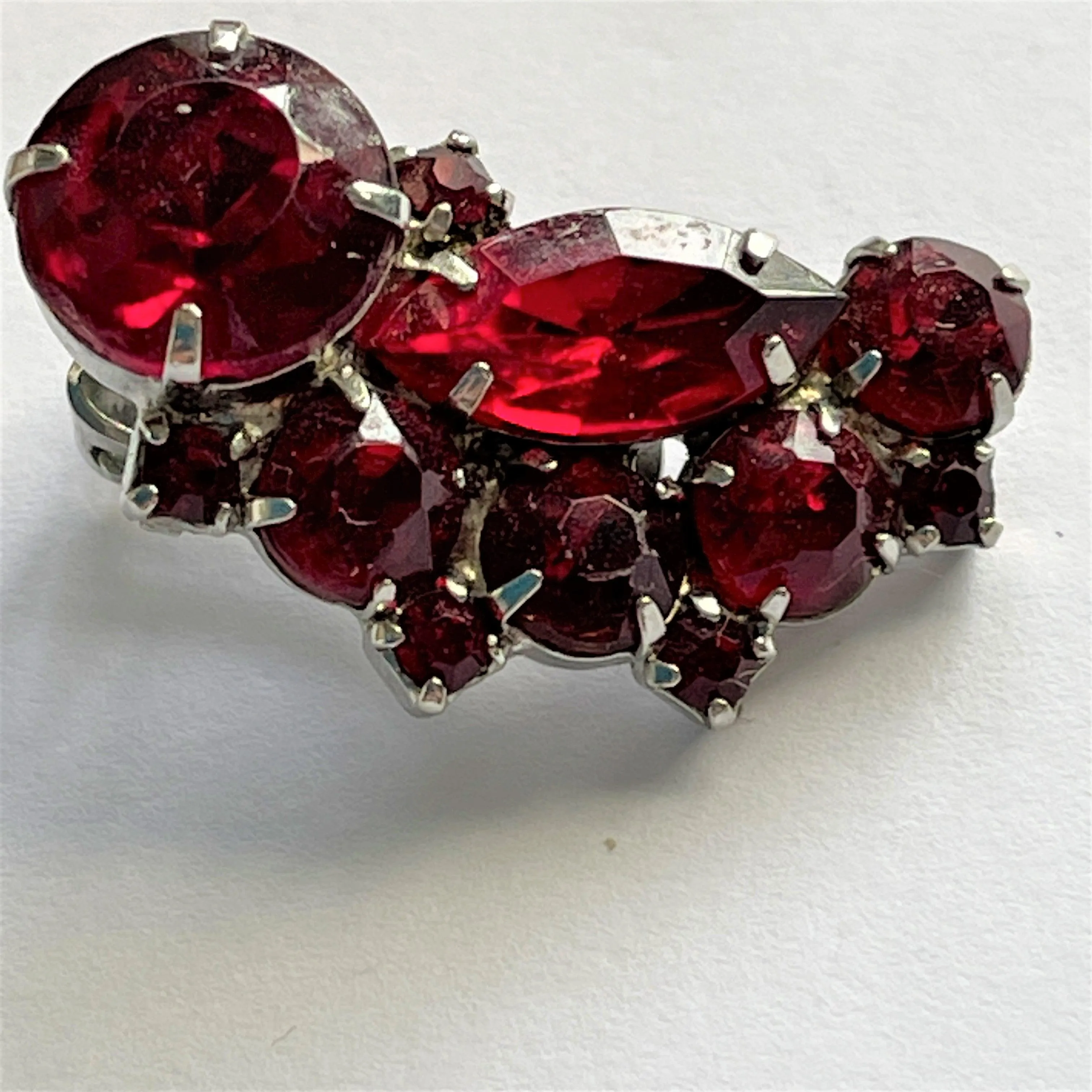 Red Rhinestone Vintage Earrings