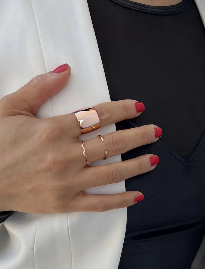 RICH Thick Cigar Band Ring | 18K Rose Gold Over Sterling Silver
