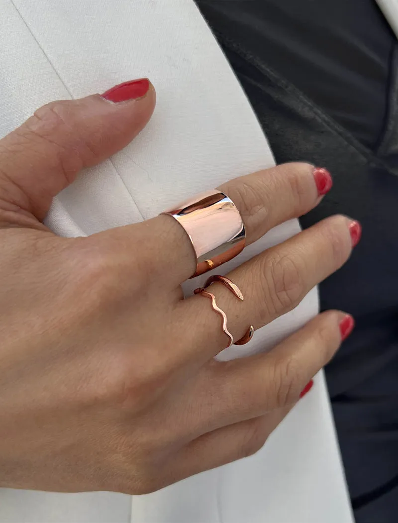 RICH Thick Cigar Band Ring | 18K Rose Gold Over Sterling Silver