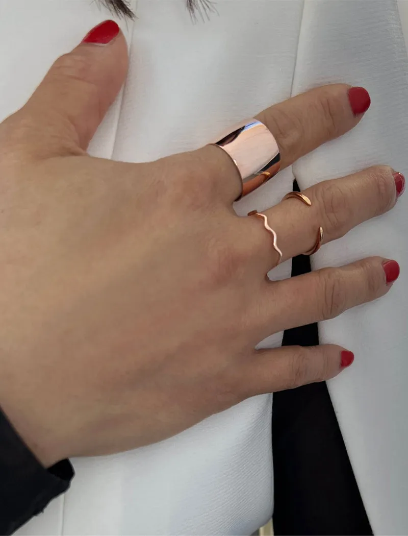 RICH Thick Cigar Band Ring | 18K Rose Gold Over Sterling Silver