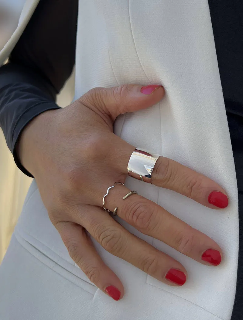 RICH Thick Sterling Silver Cigar Band Ring