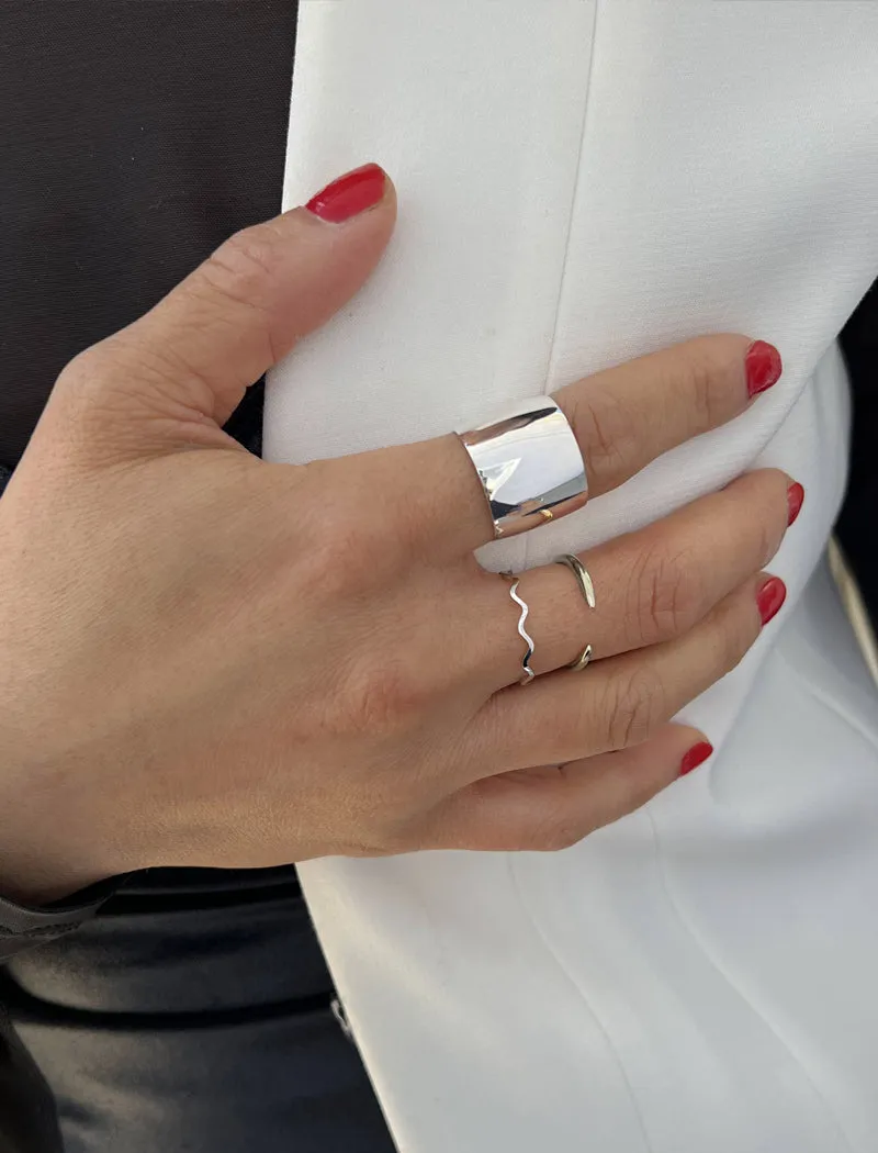 RICH Thick Sterling Silver Cigar Band Ring