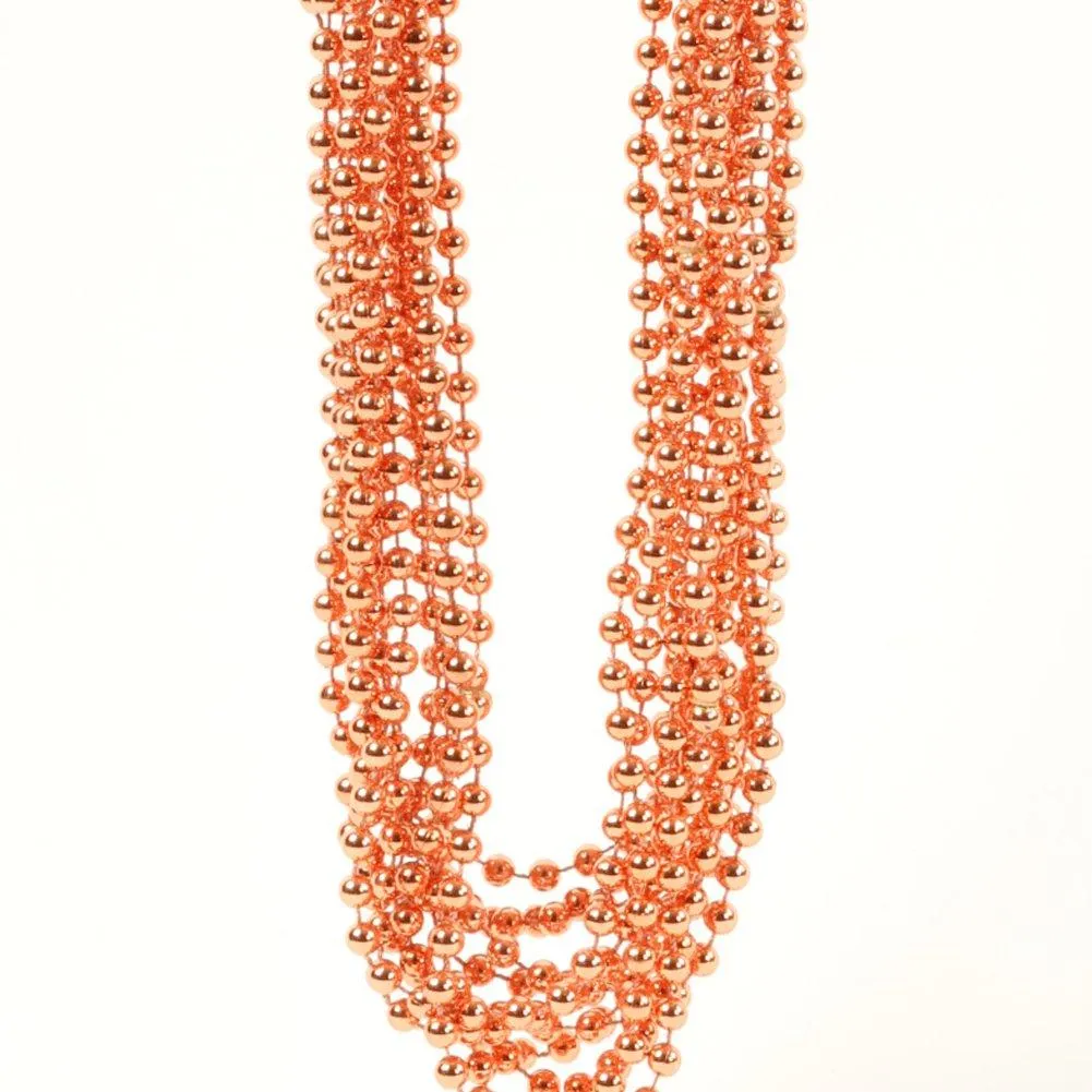 Rose Gold Party Bead Necklaces, Shiny Metallic Copper Champagne Themed Anniversary
