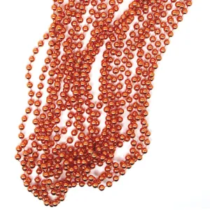 Rose Gold Party Bead Necklaces, Shiny Metallic Copper Champagne Themed Anniversary