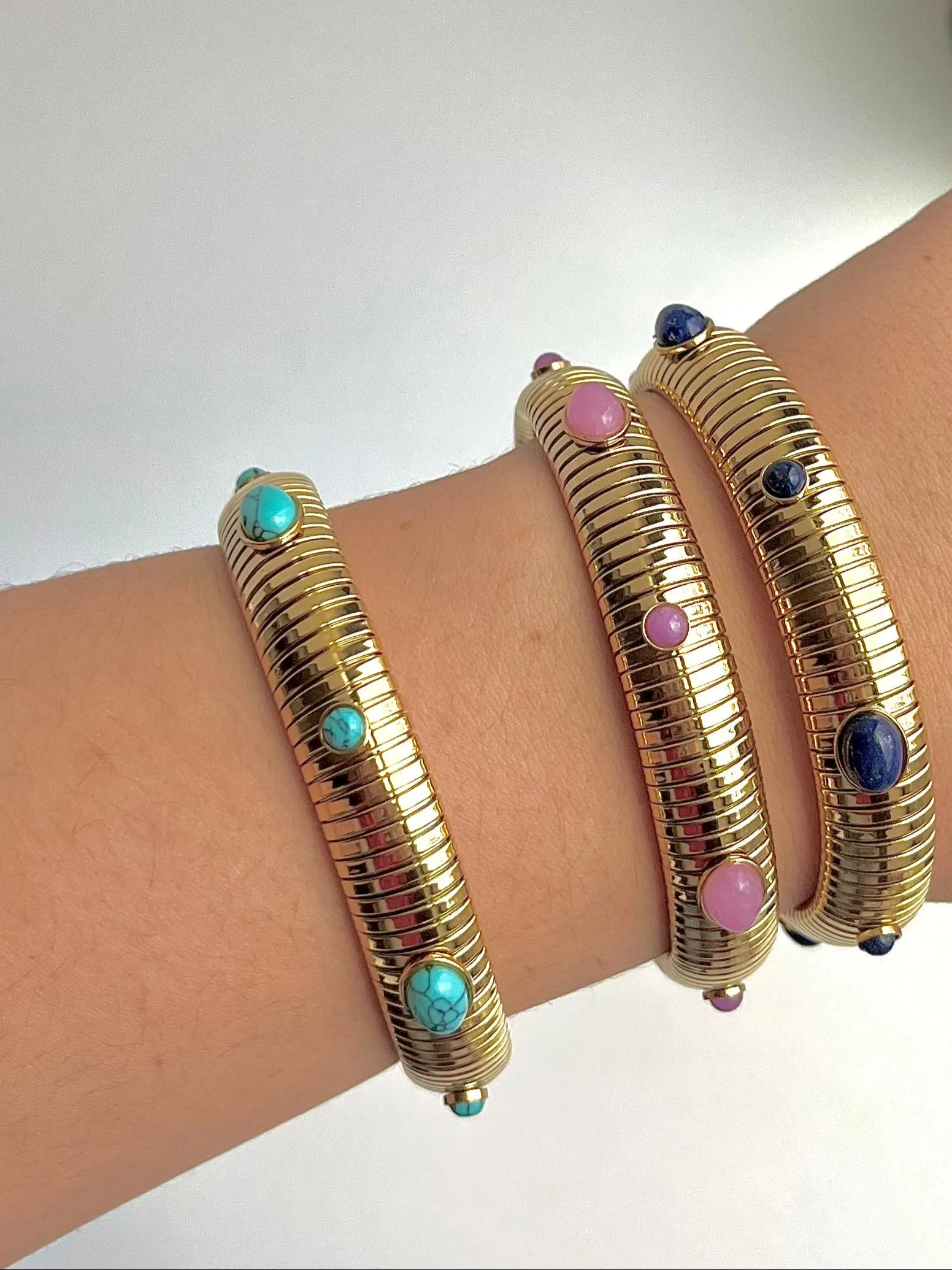 Rose Quartz Gold Omega Bracelet