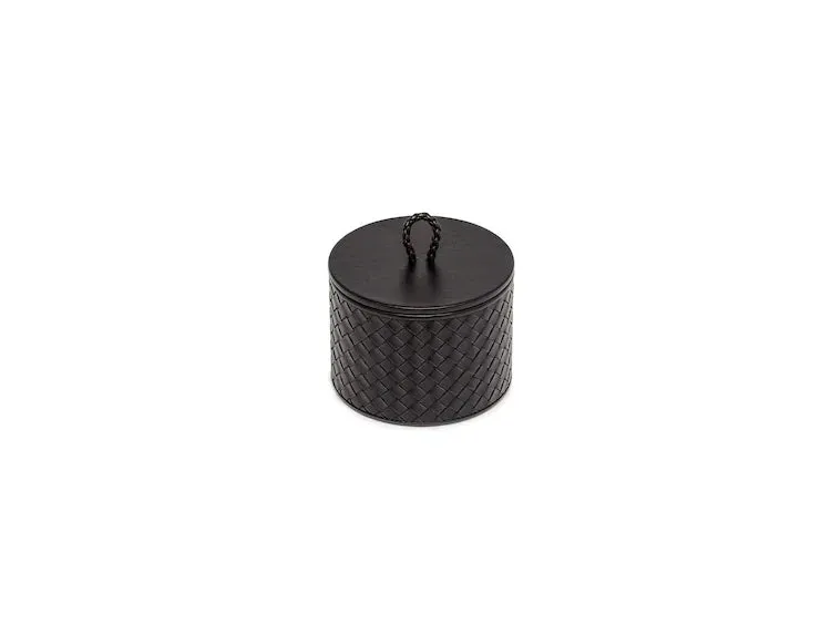 Round Woven Leather Box