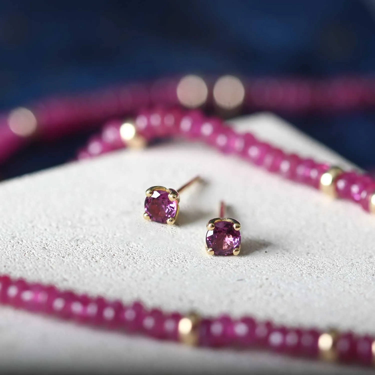 Ruby and Gold Bead Necklace
