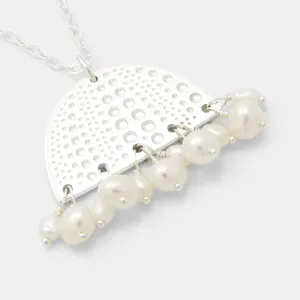 Sea Urchin & Pearls Silver Pendant Necklace
