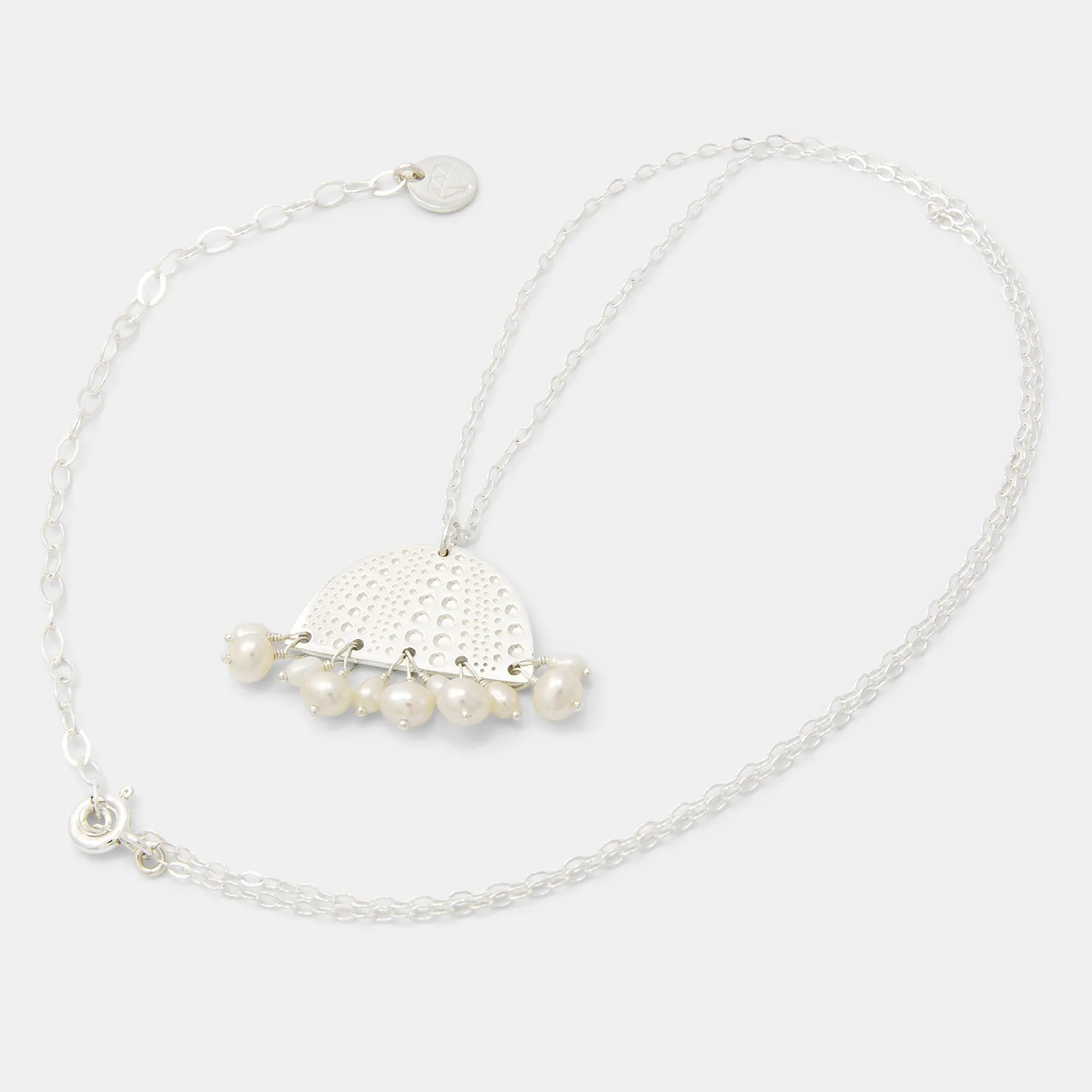 Sea Urchin & Pearls Silver Pendant Necklace